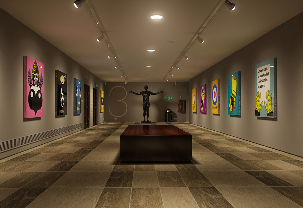 Art Gallery Lighting with Surface-Mounted LED Downlights