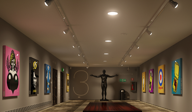 LED lighting in art gallery